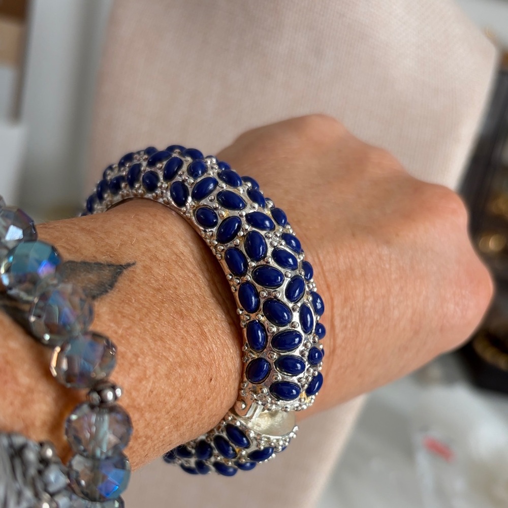 Blue and Silver Clamper Bracelet